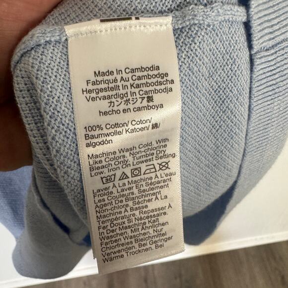 J.Crew Knit Short-Sleeve Cotton Piqué-Stitch Sweater Men XL Heather Sky Pullover - Picture 8 of 9